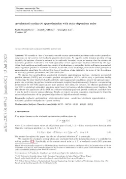 Accelerated stochastic approximation with state-dependent noise