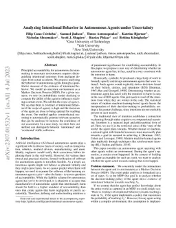 Analyzing Intentional Behavior in Autonomous Agents under Uncertainty