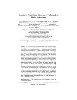 Learning to Prompt in the Classroom to Understand AI Limits: A pilot
  study