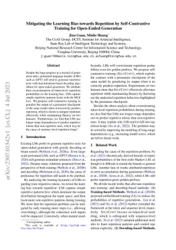 Mitigating the Learning Bias towards Repetition by Self-Contrastive
  Training for Open-Ended Generation