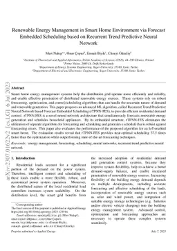 Renewable energy management in smart home environment via forecast
  embedded scheduling based on Recurrent Trend Predictive Neural Network