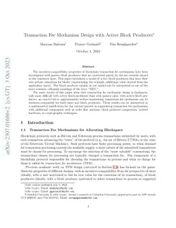 Transaction Fee Mechanism Design with Active Block Producers