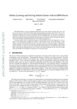 Online Learning and Solving Infinite Games with an ERM Oracle