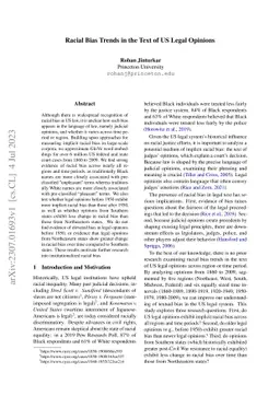 Racial Bias Trends in the Text of US Legal Opinions