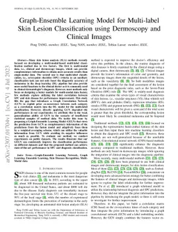 Graph-Ensemble Learning Model for Multi-label Skin Lesion Classification
  using Dermoscopy and Clinical Images
