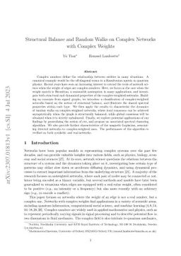 Structural Balance and Random Walks on Complex Networks with Complex
  Weights