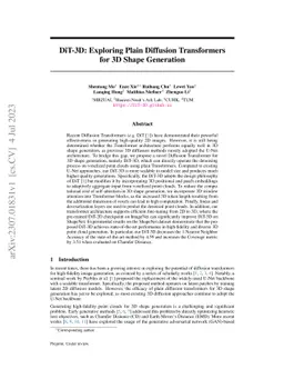 DiT-3D: Exploring Plain Diffusion Transformers for 3D Shape Generation