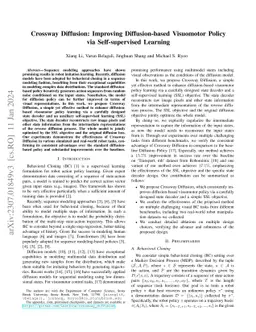 Crossway Diffusion: Improving Diffusion-based Visuomotor Policy via
  Self-supervised Learning