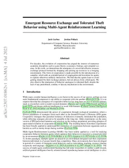 Emergent Resource Exchange and Tolerated Theft Behavior using
  Multi-Agent Reinforcement Learning