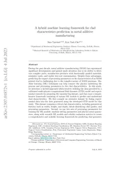 A hybrid machine learning framework for clad characteristics prediction
  in metal additive manufacturing