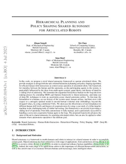 Hierarchical Planning and Policy Shaping Shared Autonomy for Articulated
  Robots