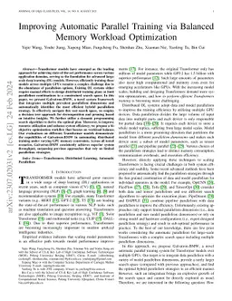 Improving Automatic Parallel Training via Balanced Memory Workload
  Optimization