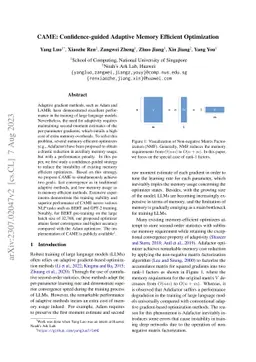 CAME: Confidence-guided Adaptive Memory Efficient Optimization