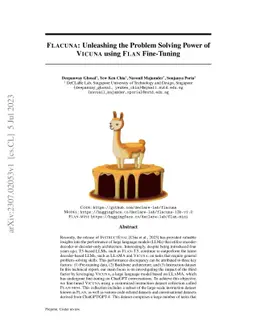 Flacuna: Unleashing the Problem Solving Power of Vicuna using FLAN
  Fine-Tuning