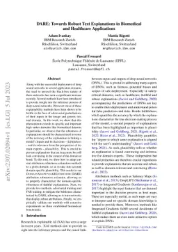 DARE: Towards Robust Text Explanations in Biomedical and Healthcare
  Applications