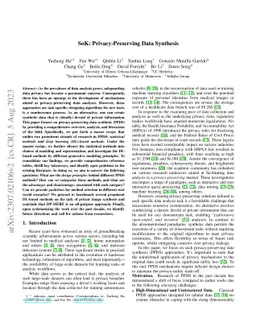SoK: Privacy-Preserving Data Synthesis