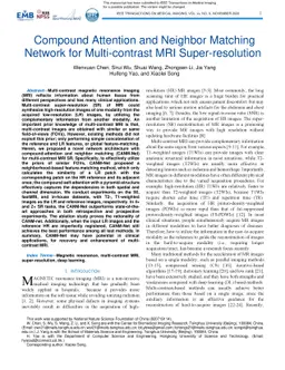 Compound Attention and Neighbor Matching Network for Multi-contrast MRI
  Super-resolution