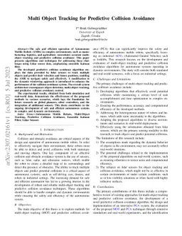 Multi Object Tracking for Predictive Collision Avoidance