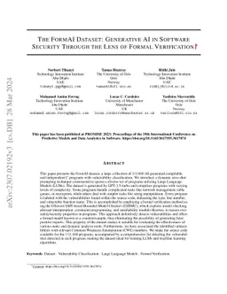 The FormAI Dataset: Generative AI in Software Security Through the Lens
  of Formal Verification