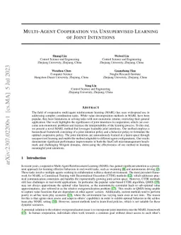 Multi-Agent Cooperation via Unsupervised Learning of Joint Intentions