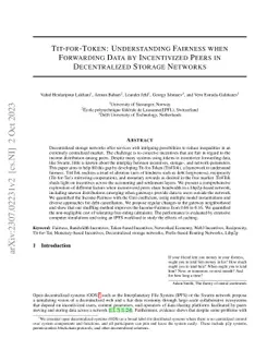 Tit-for-Token: Understanding Fairness when Forwarding Data by
  Incentivized Peers in Decentralized Storage Networks