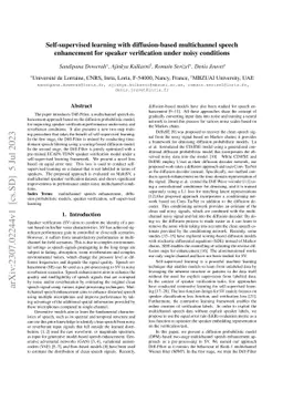 Self-supervised learning with diffusion-based multichannel speech
  enhancement for speaker verification under noisy conditions
