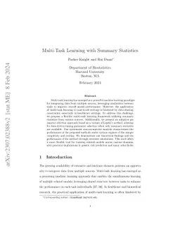 Multi-Task Learning with Summary Statistics