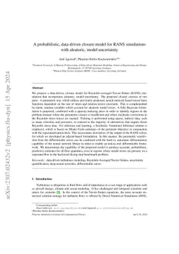 A probabilistic, data-driven closure model for RANS simulations with
  aleatoric, model uncertainty