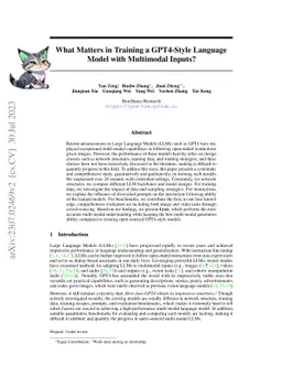 What Matters in Training a GPT4-Style Language Model with Multimodal
  Inputs?