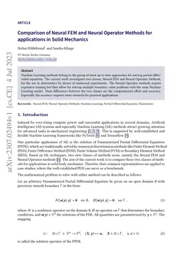 Comparison of Neural FEM and Neural Operator Methods for applications in
  Solid Mechanics