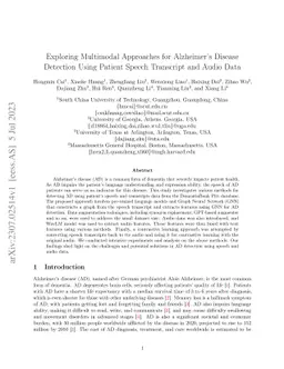 Exploring Multimodal Approaches for Alzheimer's Disease Detection Using
  Patient Speech Transcript and Audio Data