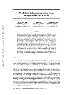 Conditional independence testing under misspecified inductive biases