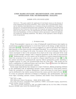 GNEP Based Dynamic Segmentation and Motion Estimation for Neuromorphic
  Imaging