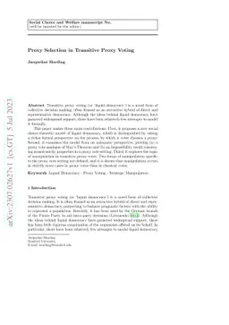 Proxy Selection in Transitive Proxy Voting