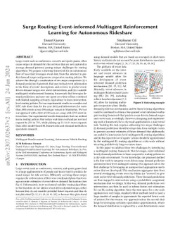 Surge Routing: Event-informed Multiagent Reinforcement Learning for
  Autonomous Rideshare
