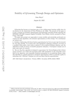 Stability of Q-Learning Through Design and Optimism