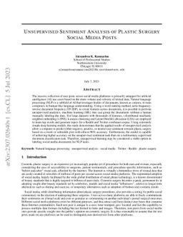 Unsupervised Sentiment Analysis of Plastic Surgery Social Media Posts