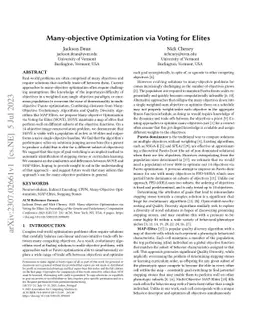 Many-objective Optimization via Voting for Elites