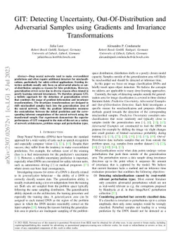 GIT: Detecting Uncertainty, Out-Of-Distribution and Adversarial Samples
  using Gradients and Invariance Transformations