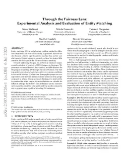 Through the Fairness Lens: Experimental Analysis and Evaluation of
  Entity Matching