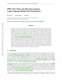 PRD: Peer Rank and Discussion Improve Large Language Model based Evaluations