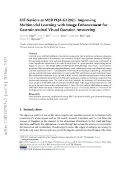 UIT-Saviors at MEDVQA-GI 2023: Improving Multimodal Learning with Image
  Enhancement for Gastrointestinal Visual Question Answering