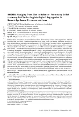 BHEISR: Nudging from Bias to Balance -- Promoting Belief Harmony by
  Eliminating Ideological Segregation in Knowledge-based Recommendations