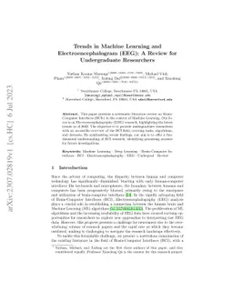 Trends in Machine Learning and Electroencephalogram (EEG): A Review for
  Undergraduate Researchers