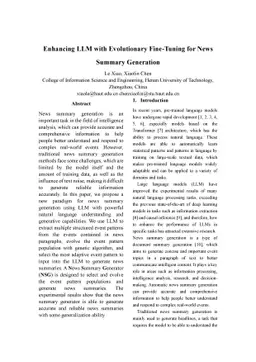 Enhancing LLM with Evolutionary Fine Tuning for News Summary Generation