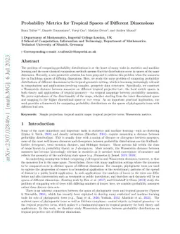 Probability Metrics for Tropical Spaces of Different Dimensions