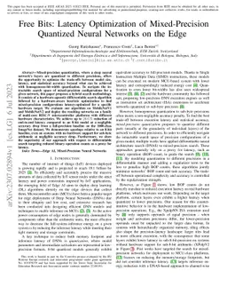 Free Bits: Latency Optimization of Mixed-Precision Quantized Neural
  Networks on the Edge