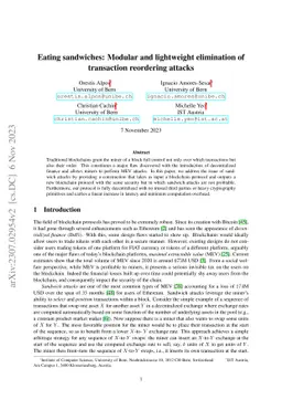 Eating sandwiches: Modular and lightweight elimination of transaction
  reordering attacks
