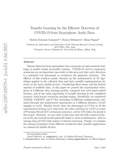 Transfer Learning for the Efficient Detection of COVID-19 from
  Smartphone Audio Data