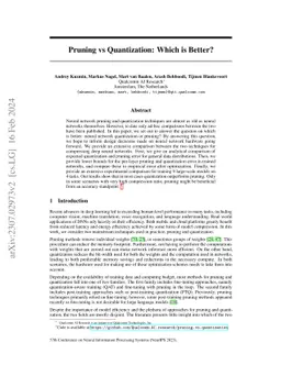 Pruning vs Quantization: Which is Better?